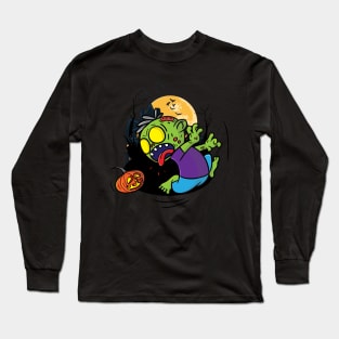 Funny Halloween Zombie Cartoon Long Sleeve T-Shirt